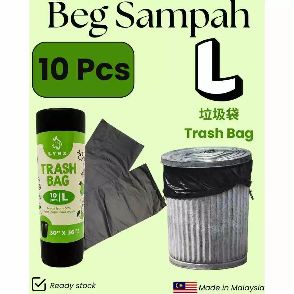 Beg Sampah Garbage Bag L Size 76x92 cm - 10 Pieces (1 roll)
